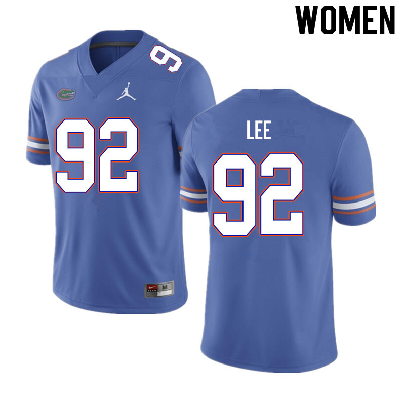 Women #92 Jalen Lee Florida Gators College Football Jerseys Sale-Blue
